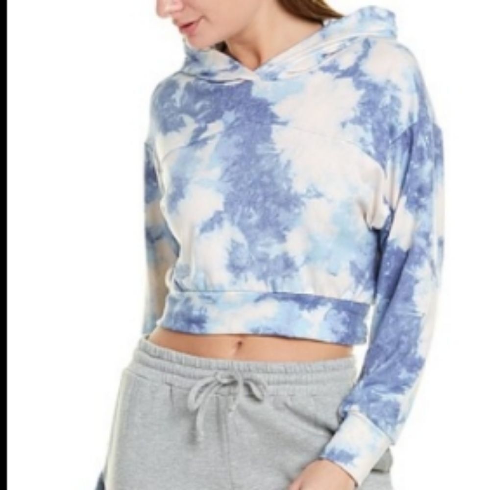 Socialite Denim-color Tie Dye Cropped Hoodie NWT